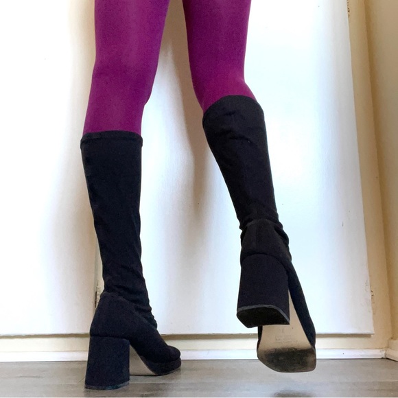 Vintage Black Platform Sock Boots - Picture 4 of 6